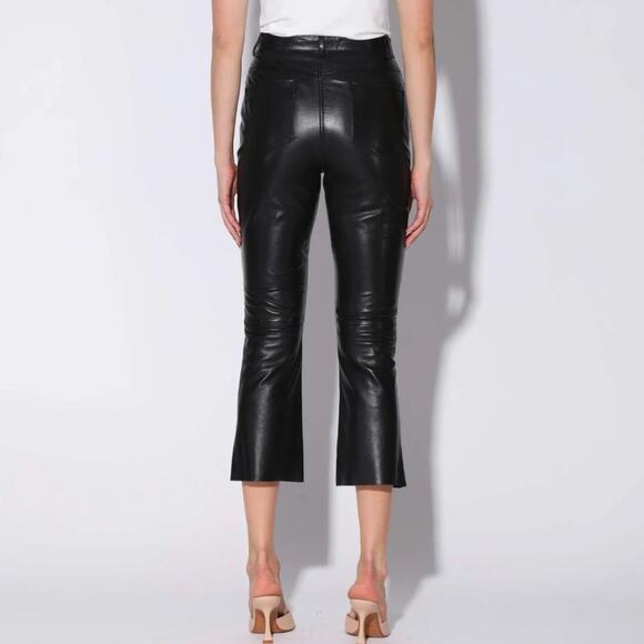 WALTER BAKER Selma Leather Cropped Bootcut Pants Black Sz 6 NWT {U51} - Picture 2 of 4